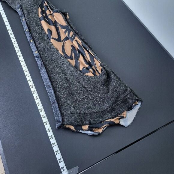 Ali Miles Womens Size Medium Zip Front Vest Black Geo Print Mixed Media Studded - Picture 7 of 7